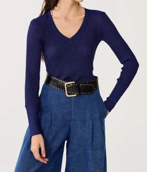 St. Moritz Lurex Knitted Top In Navy