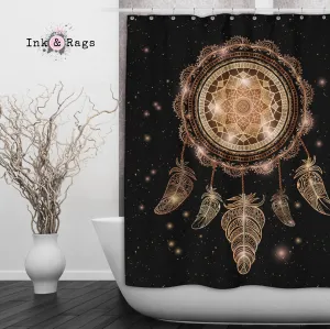 Starry Night Bohemian Dreamcatcher Shower Curtains and Optional Bath Mats Lighting,Lamps Fixtures
