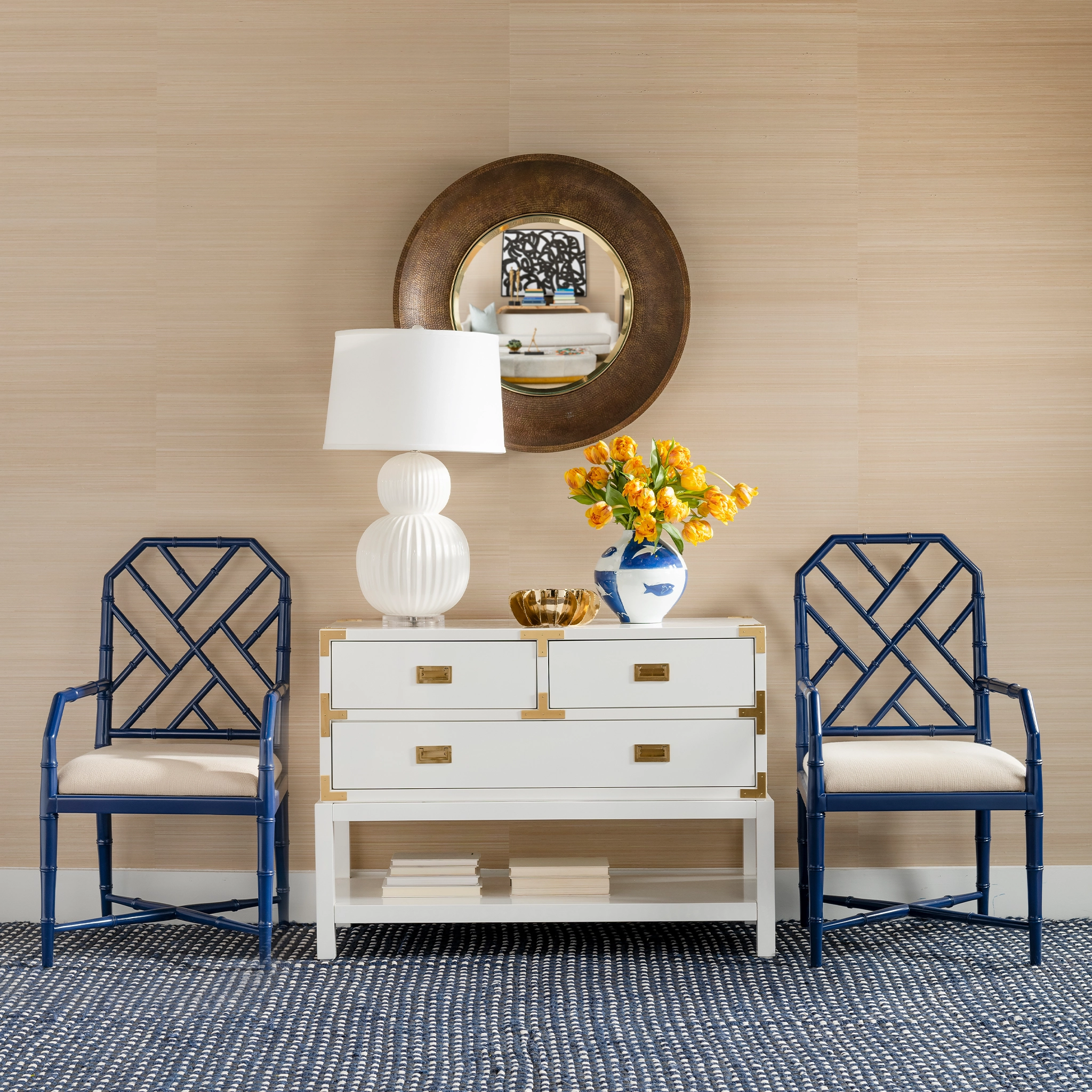 Stella Antique Brass Round Convex Mirror