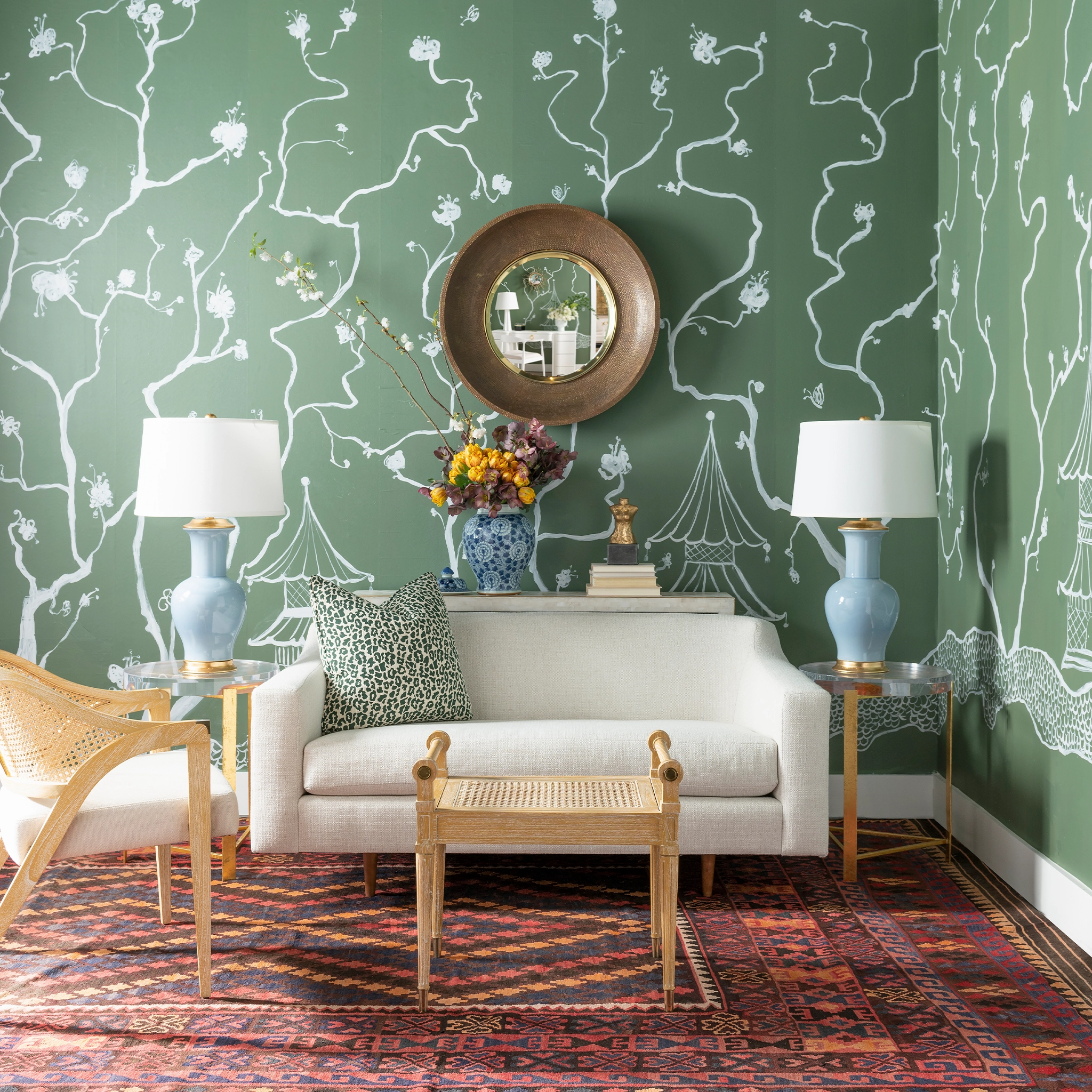 Stella Antique Brass Round Convex Mirror
