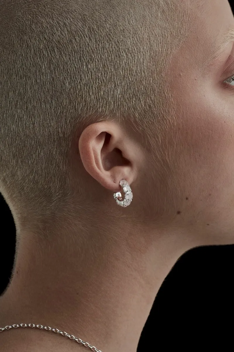 Stolen Girlfriends Club Jewellery Stolen Girlfriends Club - Halo Cluster Earrings - Rose Quartz