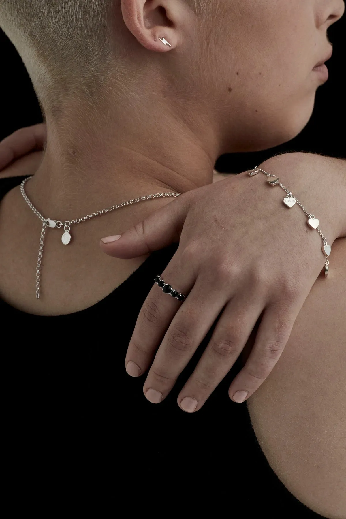 Stolen Girlfriends Club Jewellery Stolen Girlfriends Club - Halo Cluster Ring - Onyx