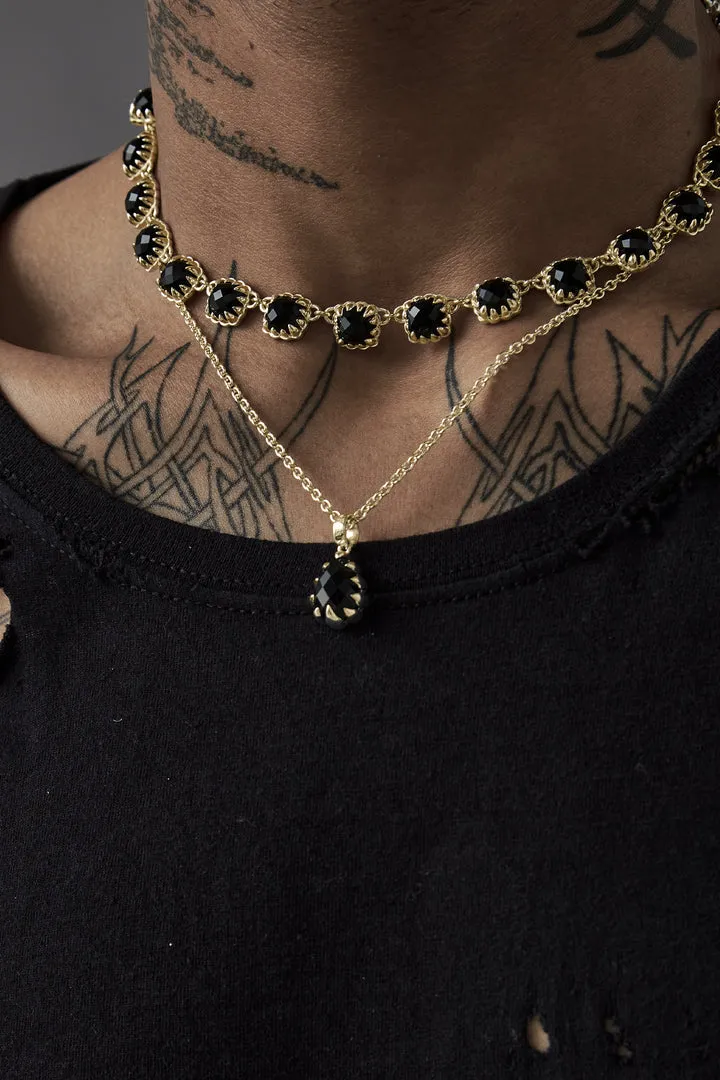 Stolen Girlfriends Club Jewellery Stolen Girlfriends Club - Love Claw Drop Necklace Gold Plated Onyx