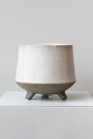 Stoneware 6 1/2"dia Flower Pot w/ Feet Vase,Flower Vase