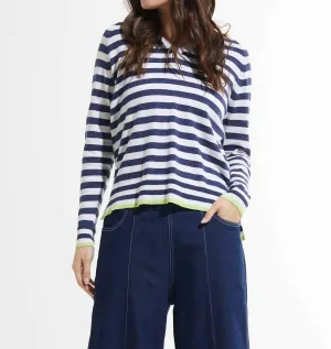 Stripe V-Neck Sweater In White
