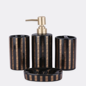 Striped Bath Set Shower Curtain,Waterproof Curtain