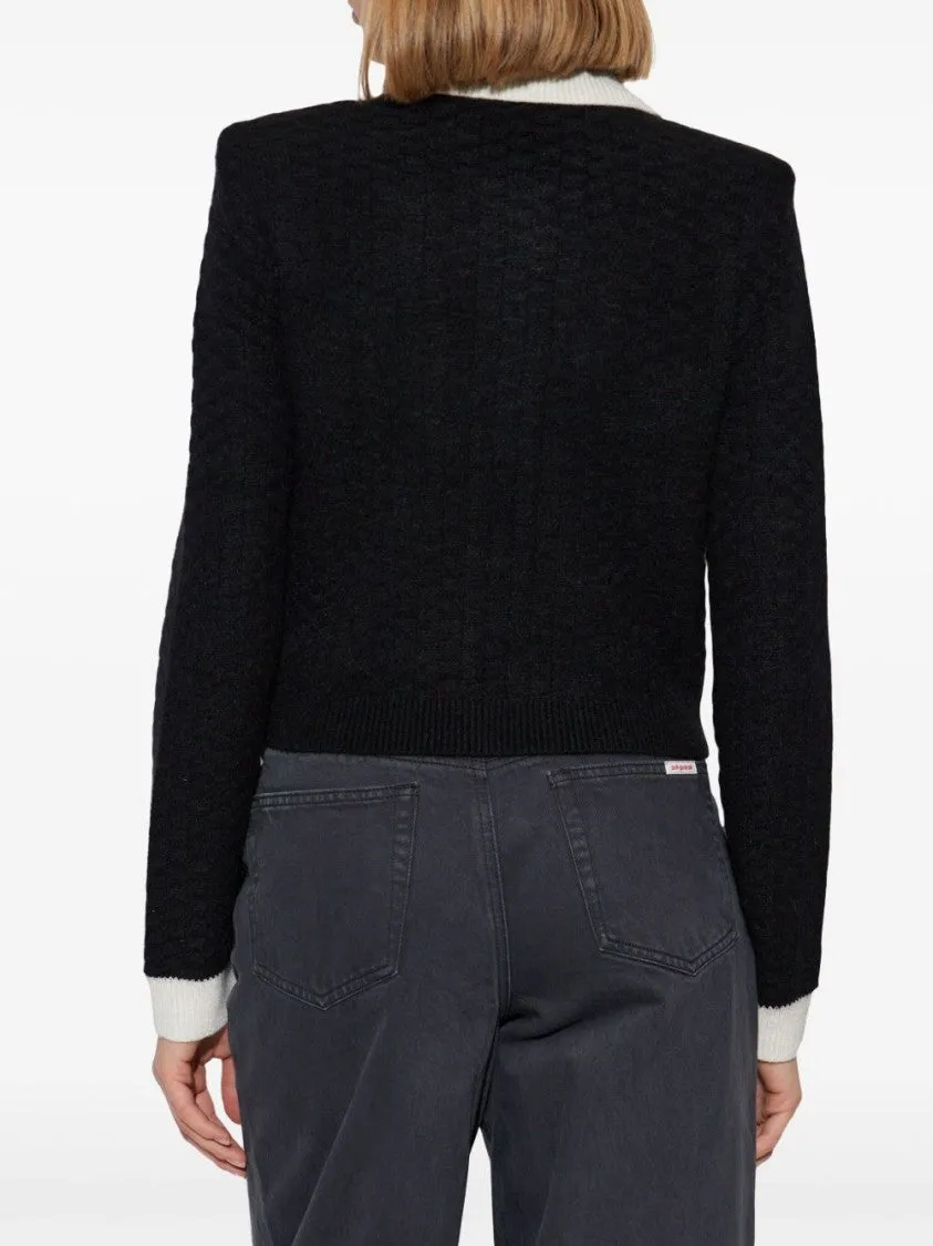 Structured Black Sweater With Gold-Tone Buttons