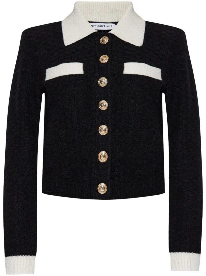 Structured Black Sweater With Gold-Tone Buttons