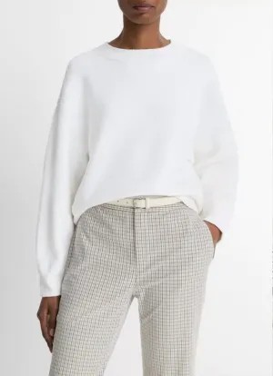 Structured Boucle Crew Neck Sweater In Optic White