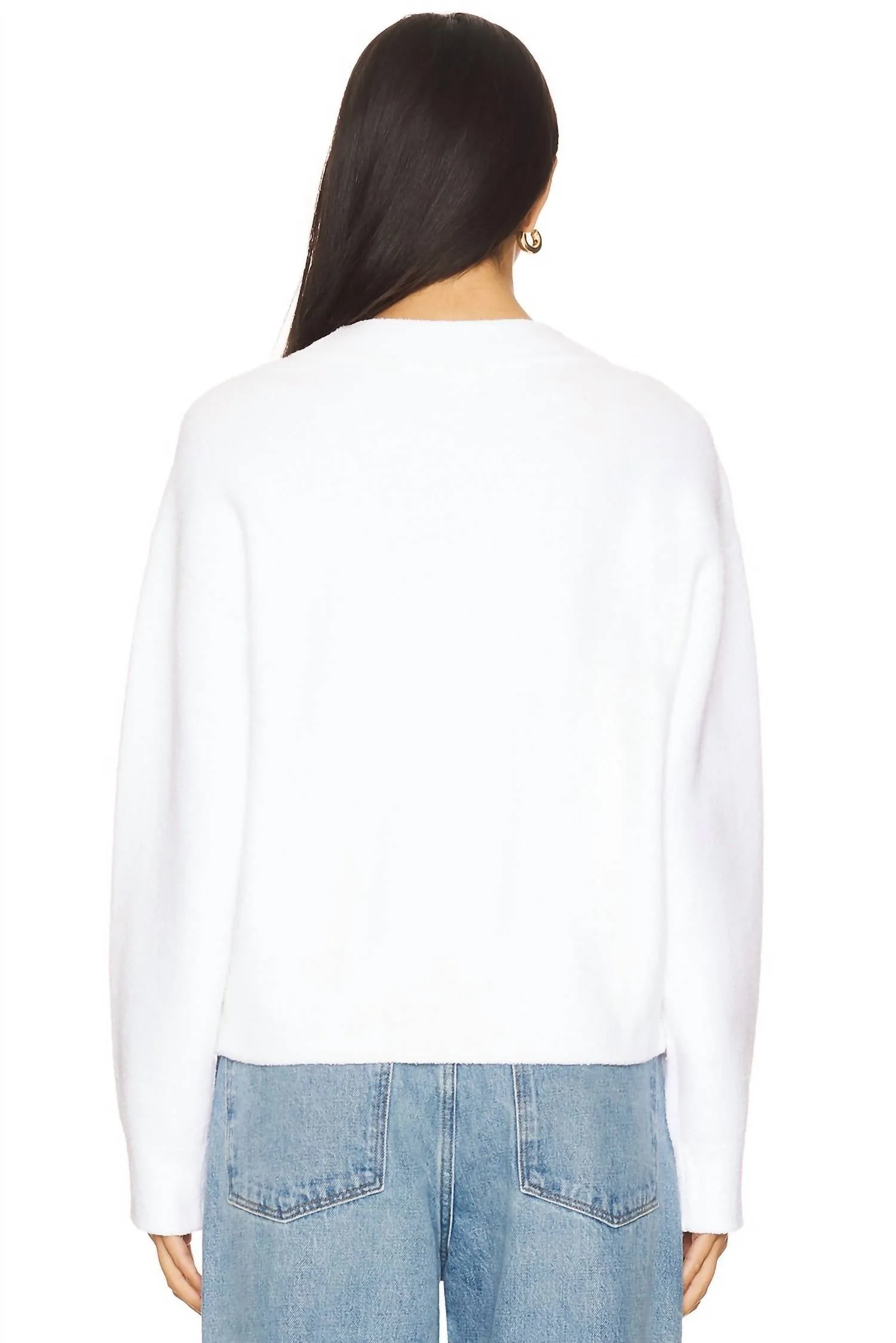 Structured Boucle Crew Neck Sweater In Optic White