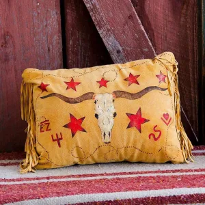 Suede Longhorn Western Accent Pillow storage cart, utility cart