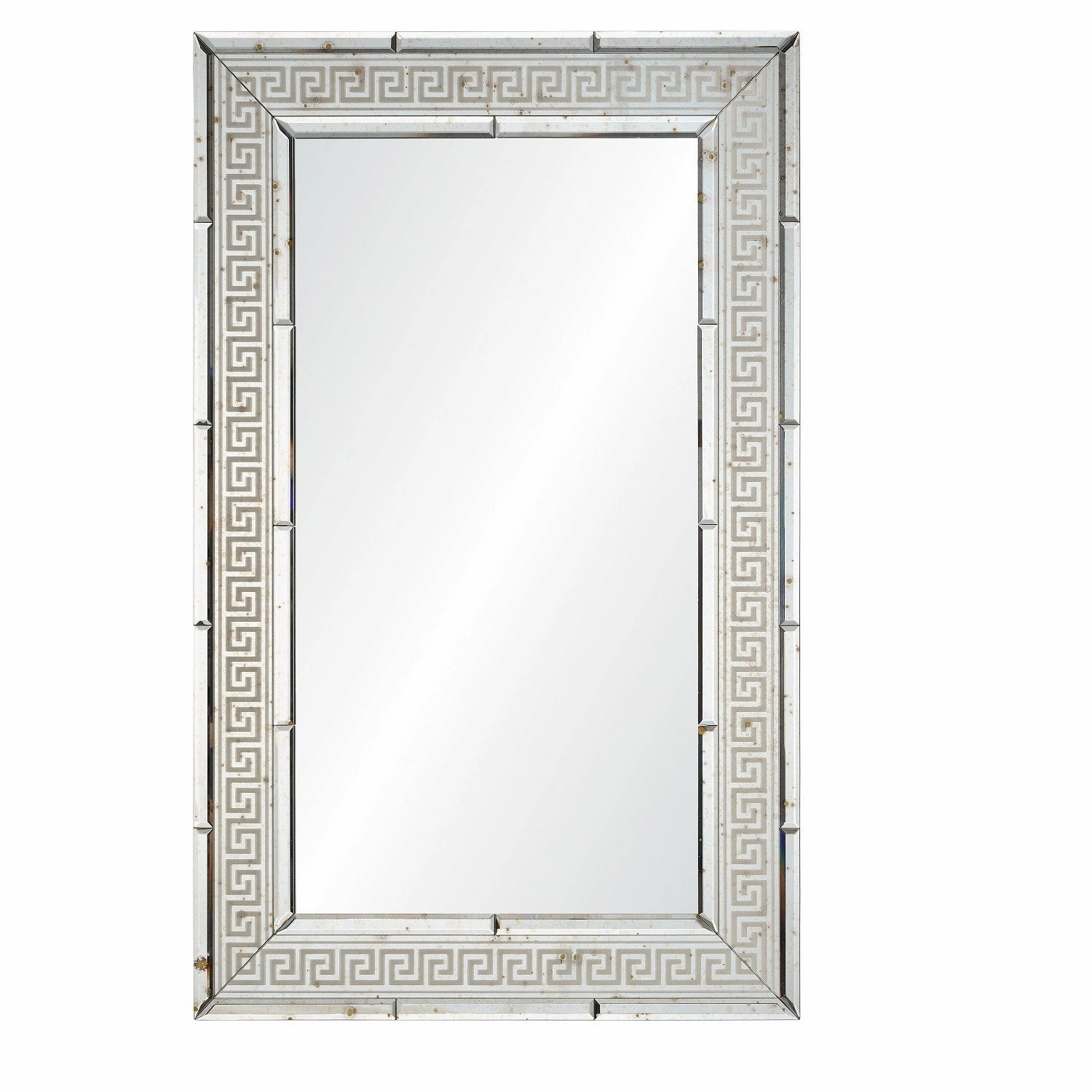 Suzanne Kasler Antiqued Mirror With Silver Greek Key Frame Wall Mirror Cutting Board,Kitchen Board