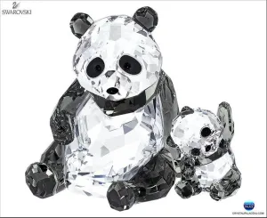 Swarovski Panda Mother with Baby Decorative Mirror,Home Decor Mirror