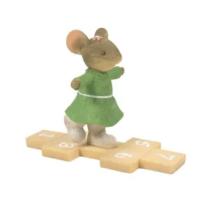 Tails of the Heart Hop Til You Drop Mouse Playing Hopscotch Figurine Decorative Mirror,Home Decor Mirror