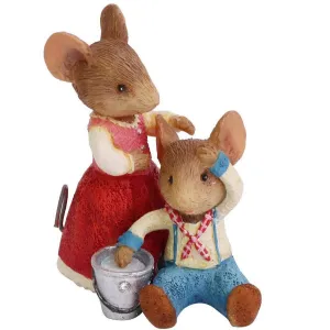 Tails with Heart Jack and Jill Mice Figurine Decorative Mirror,Home Decor Mirror