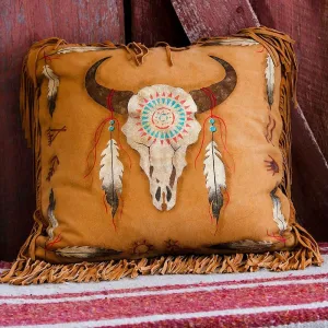 Tatonka Fringed Deer Suede Pillow luxury bedding, duvet cover