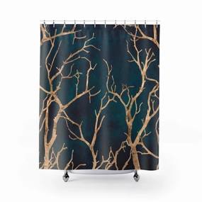 Teal Gold Abstract Shower Curtain Lighting,Home Lighting