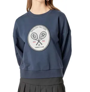 Tennis Velvet Patch Sweatshirt In Navy