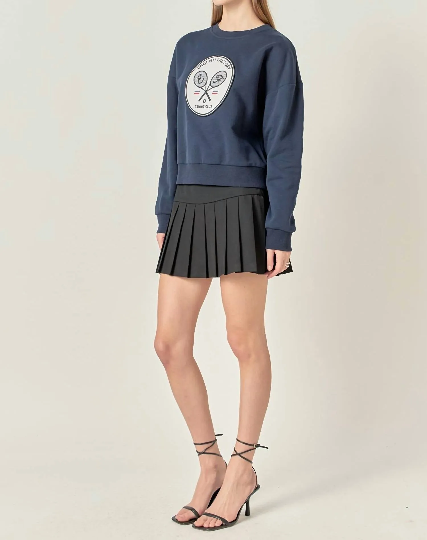 Tennis Velvet Patch Sweatshirt In Navy