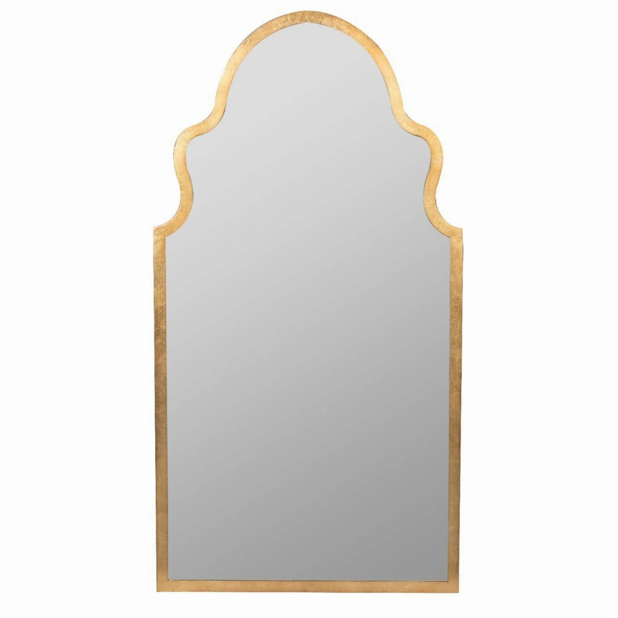 Textured Curvy Gold Leaf Framed Vertical Wall Mirror