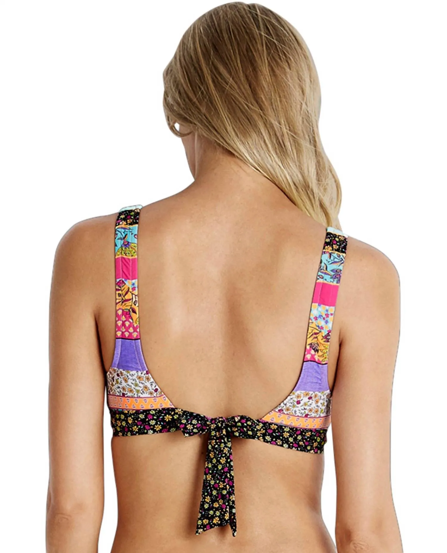 Tie Back Bralette Bikini Top In Sea Caribbean Kool