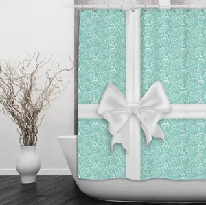 Tiffany Rose Bow Shower Curtains and Optional Bath Mats Lighting,Lamps Fixtures