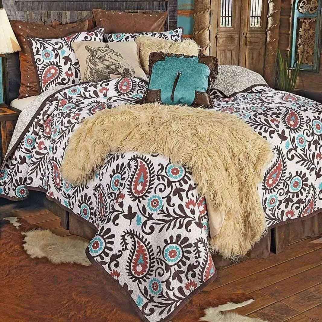 Tooled Turquoise Throw Pillow