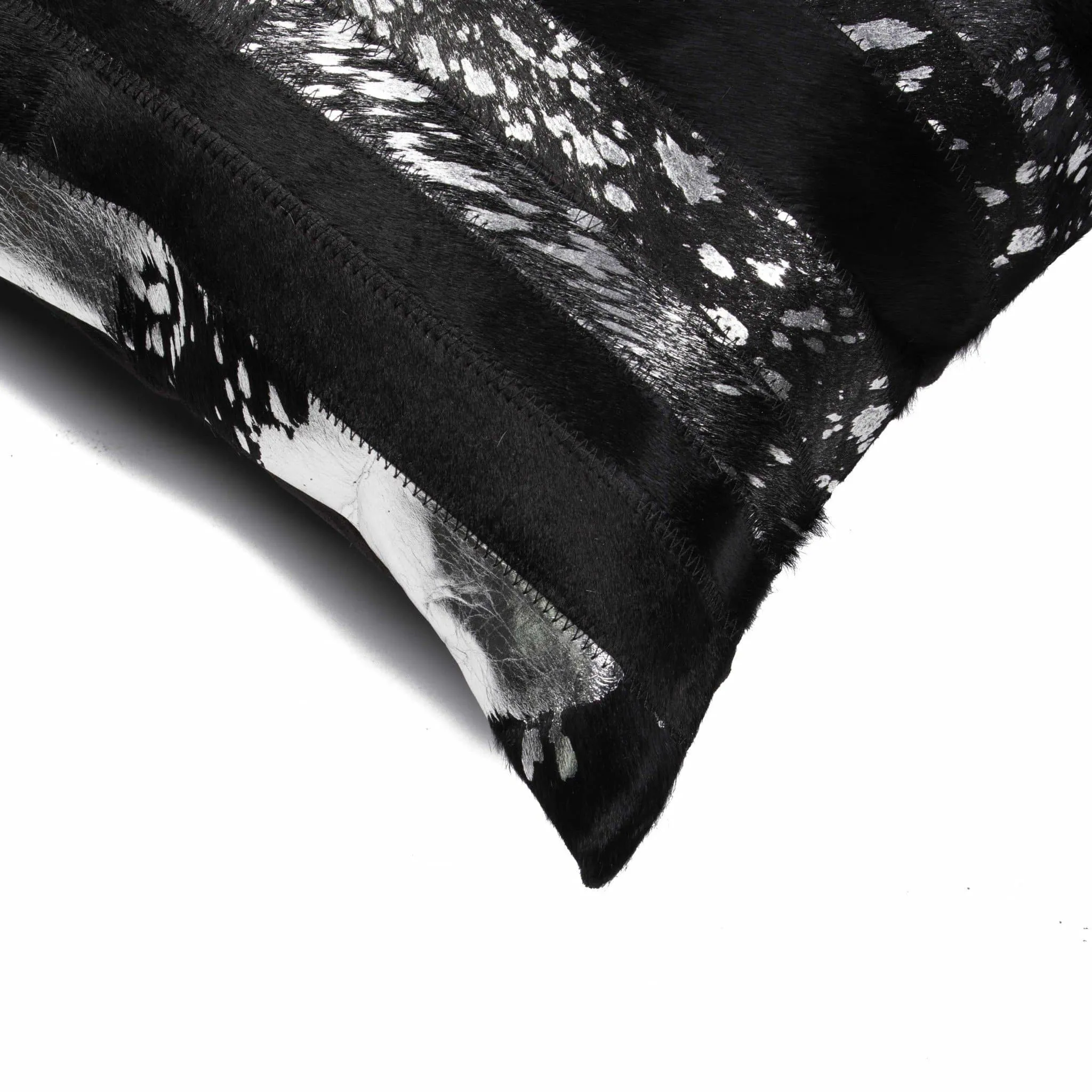 Torino Black & Silver Cowhide Throw Pillow