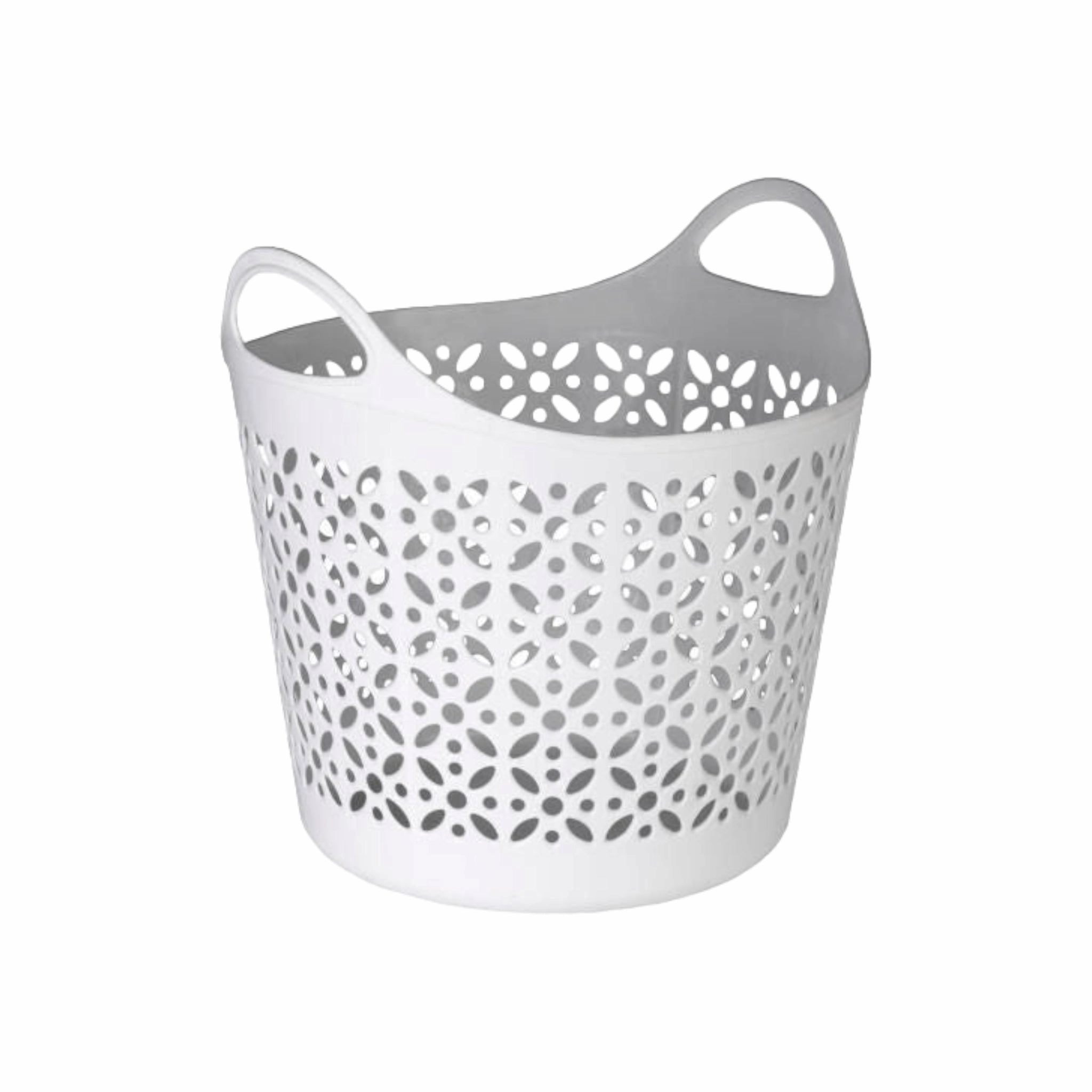 Tote Laundry Basket Plastic White fabric hamper,portable laundry bin,laundry storage