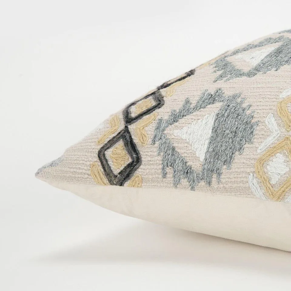 Tribal Boho Embroidered Accent Pillow