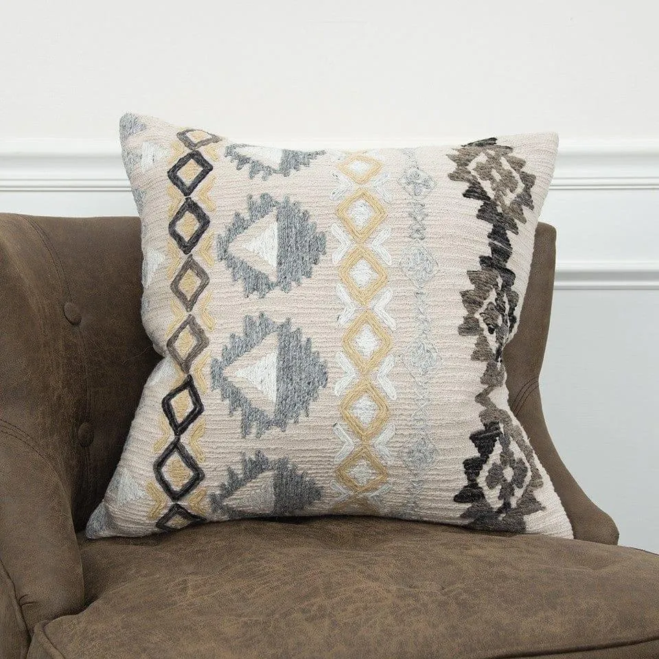 Tribal Boho Embroidered Accent Pillow