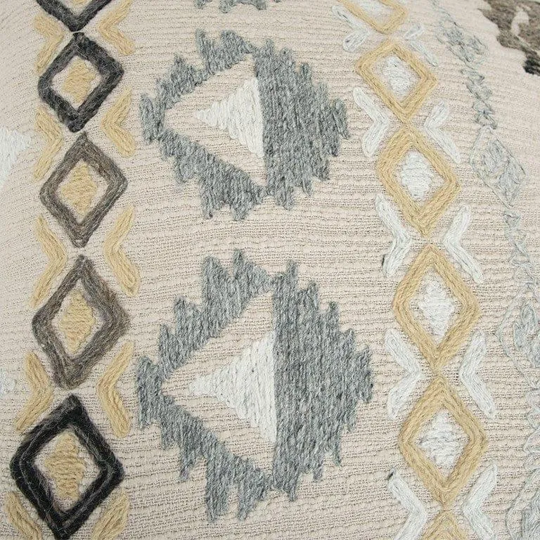 Tribal Boho Embroidered Accent Pillow
