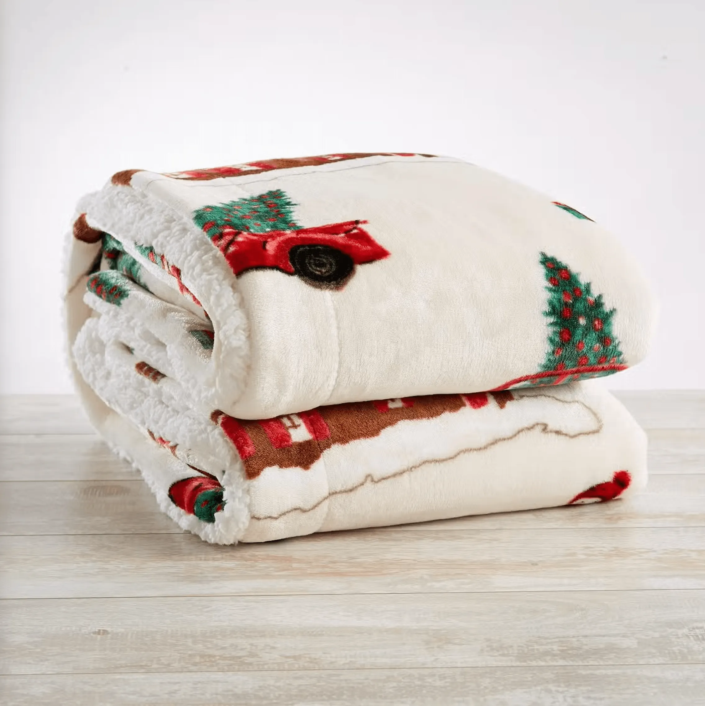 Trucks N' Trees Sherpa Throw Blanket