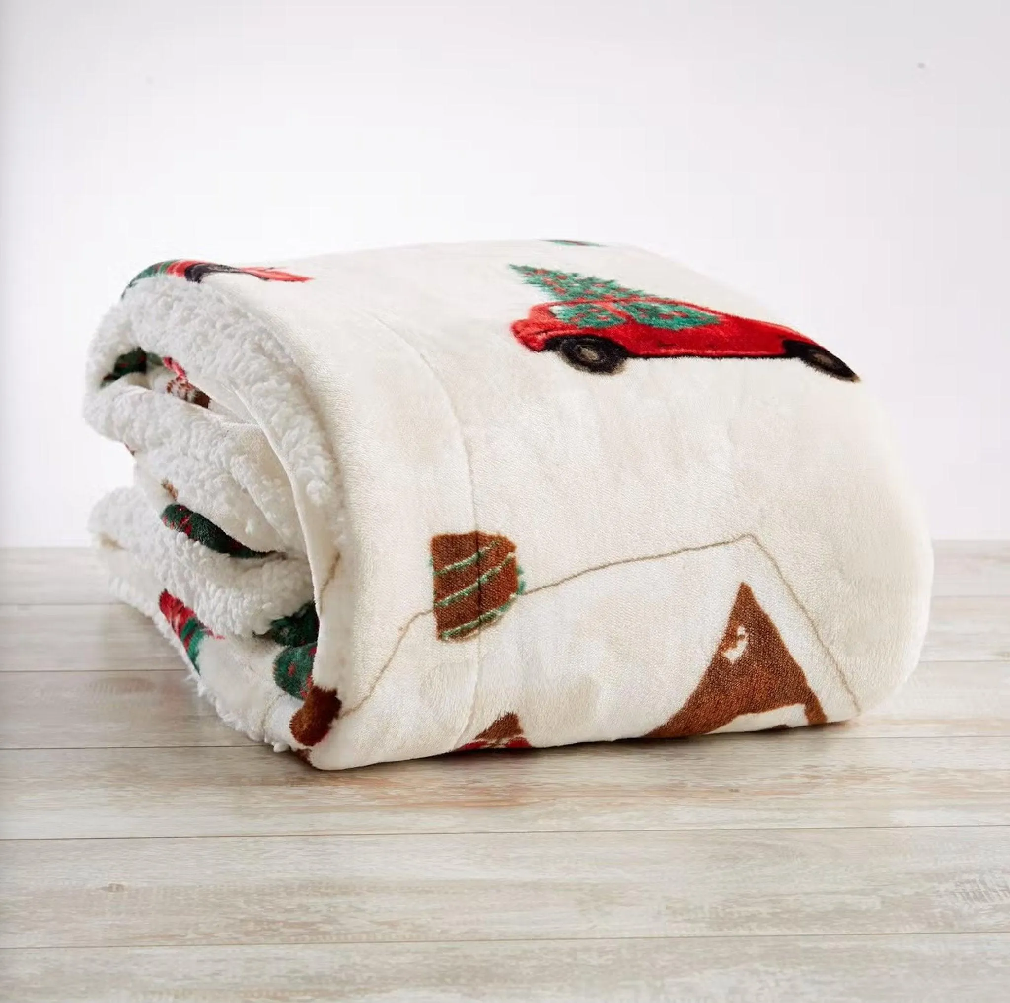 Trucks N' Trees Sherpa Throw Blanket