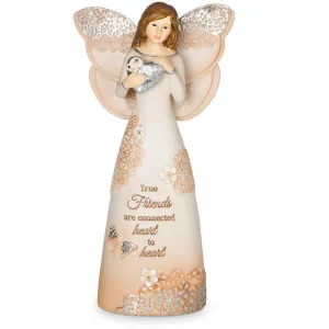 True Friends Connected Heart to Heart Angel Figurine 6" Decorative Mirror,Home Decor Mirror
