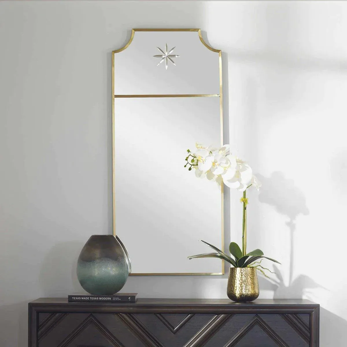 Trumeau Inspired Brushed Brass Wall Mirror