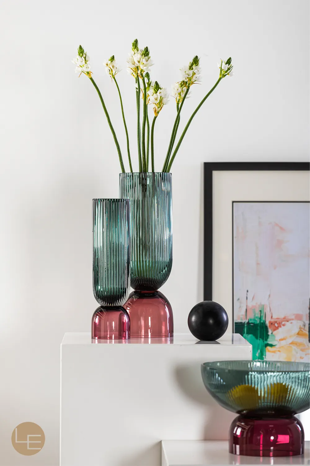 Turquoise And Pink Glass Vase | Liang & Eimil Pokal