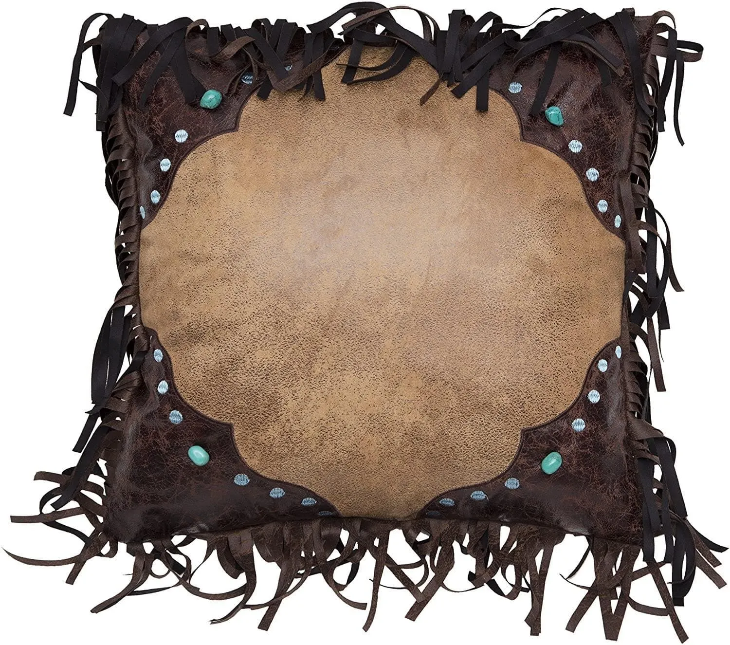 Turquoise Stone Fringed Western Pillow storage cart, utility cart
