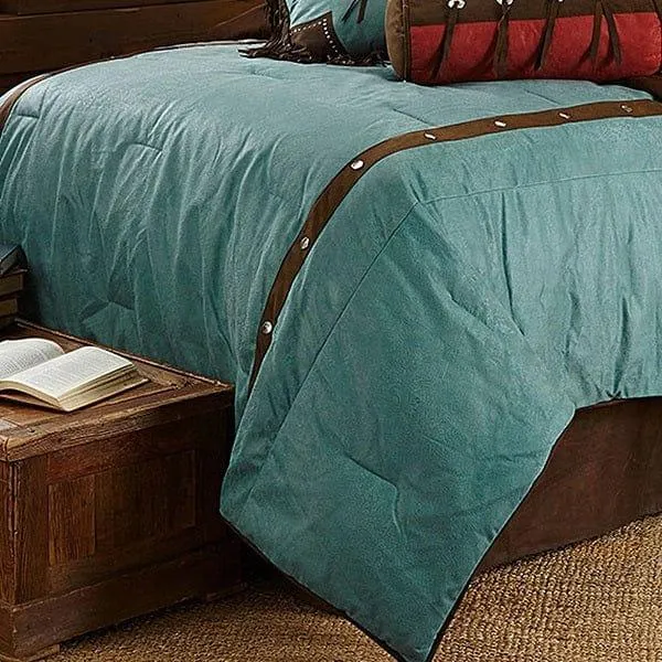 Turquoise Tooled Western Comforter Set