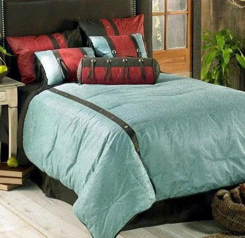 Turquoise Tooled Western Comforter Set