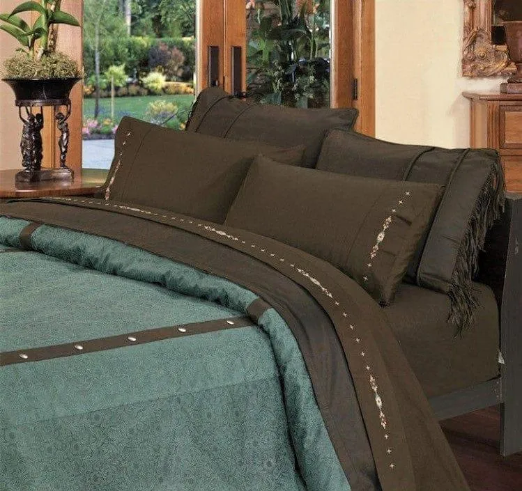 Turquoise Tooled Western Comforter Set