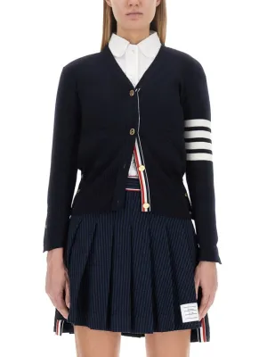 V-Neck Cardigan With Striped Sleeve Design