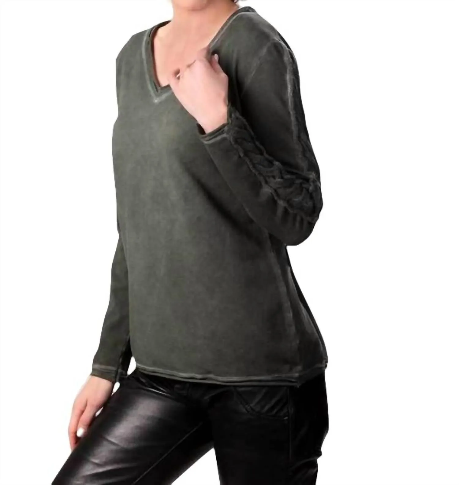 V-Neck Top In Olive