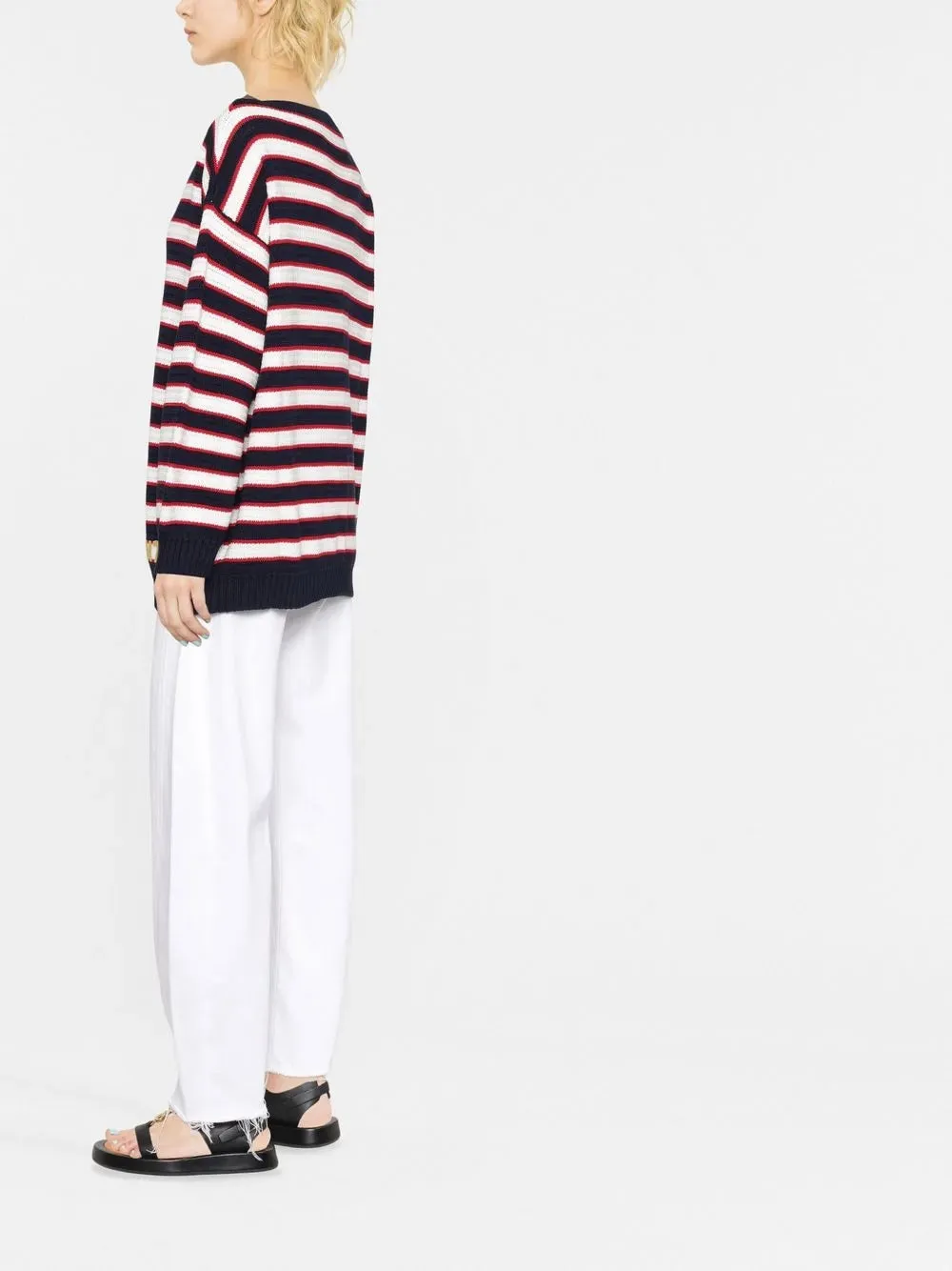 Valentino Logo-Embroidered Striped Jumper