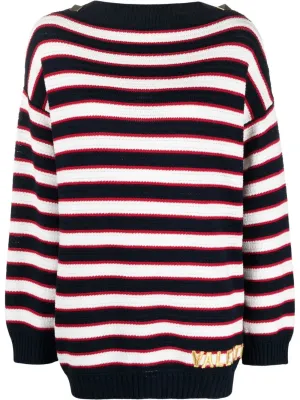 Valentino Logo-Embroidered Striped Jumper