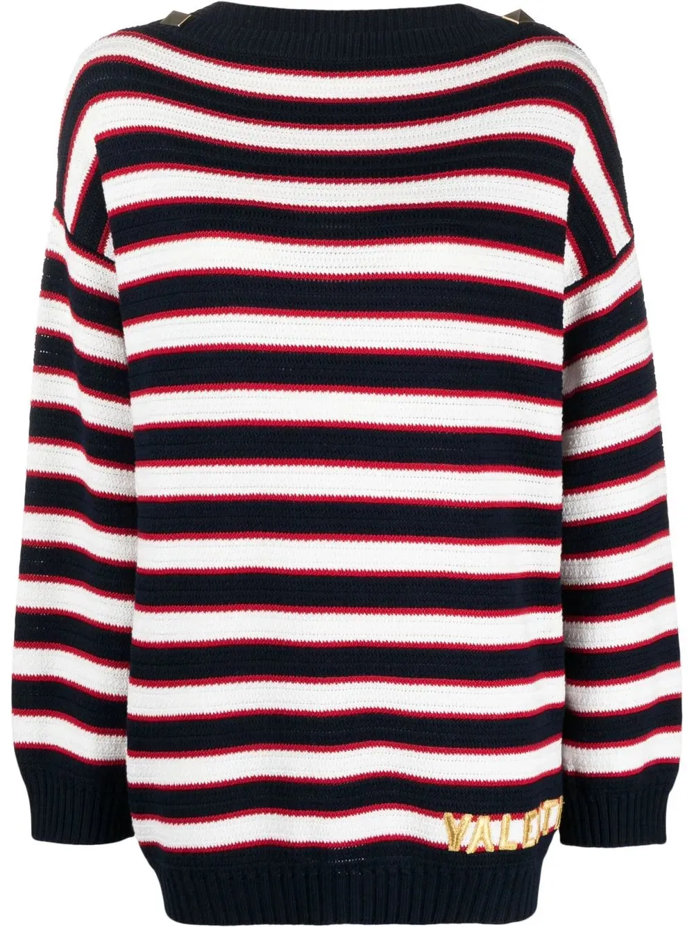 Valentino Logo-Embroidered Striped Jumper
