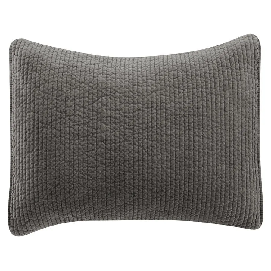 Velvet Quilted King Pillow Shams - Stonewashed in 9 Colors