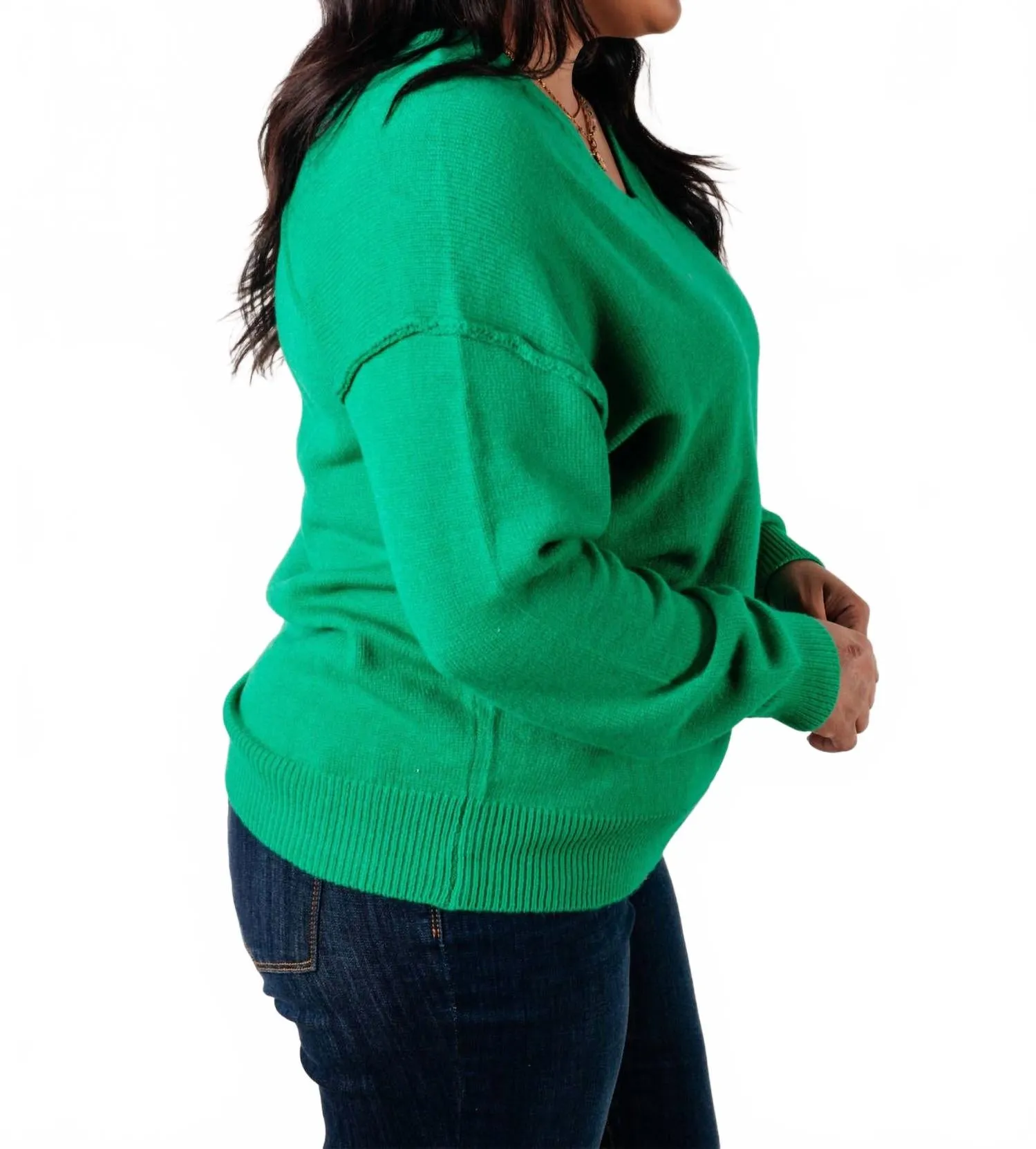 Very Understandable V-Neck Sweater In Green