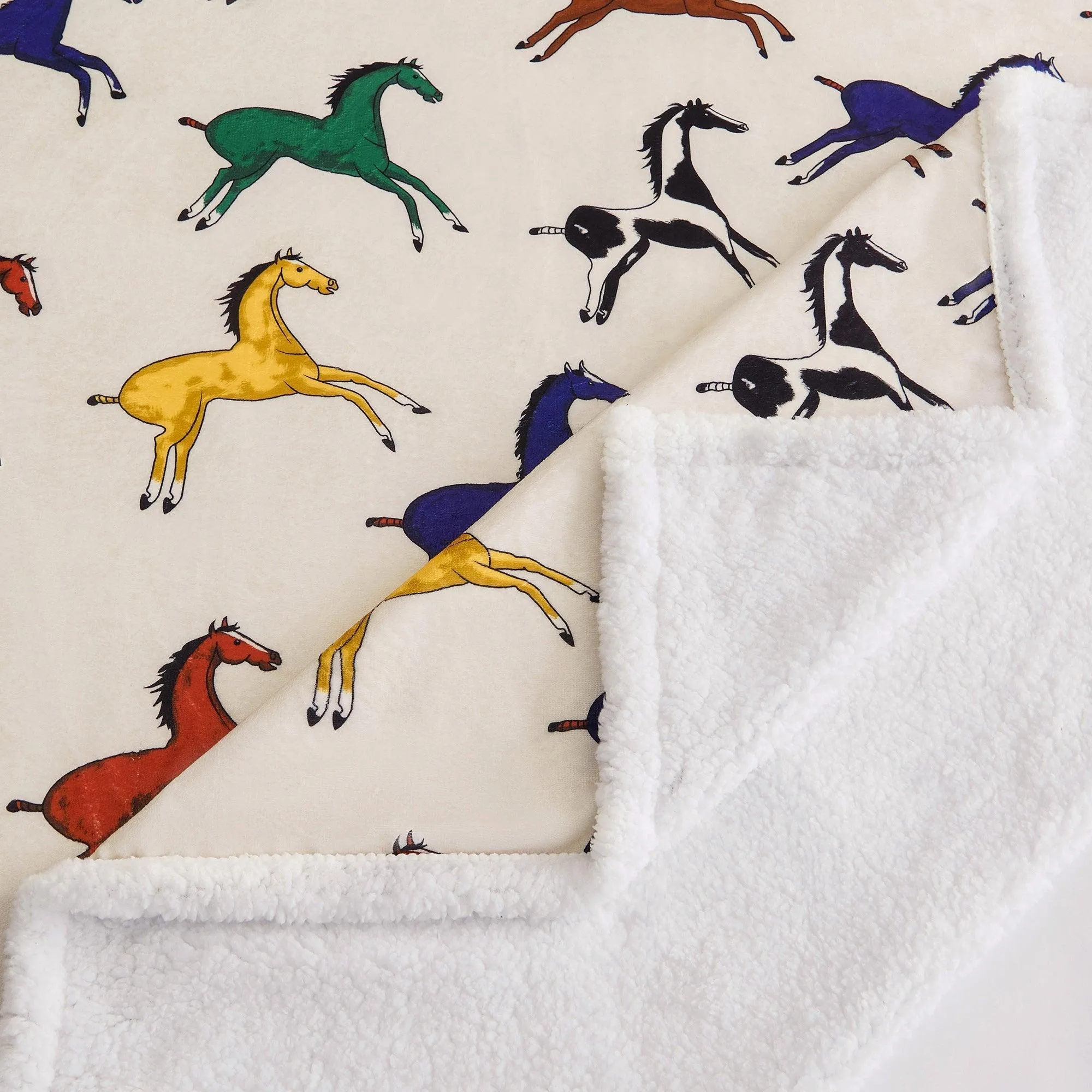 Victorian Horses Campfire Sherpa Throw