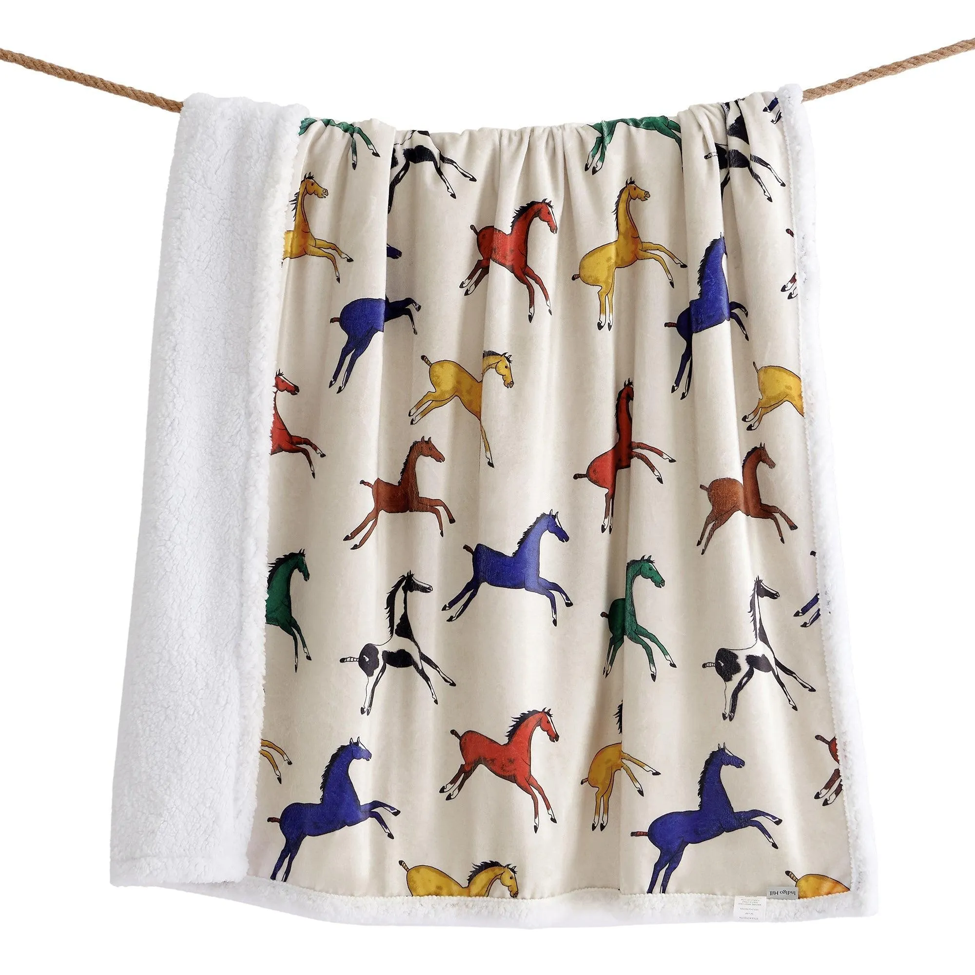 Victorian Horses Campfire Sherpa Throw